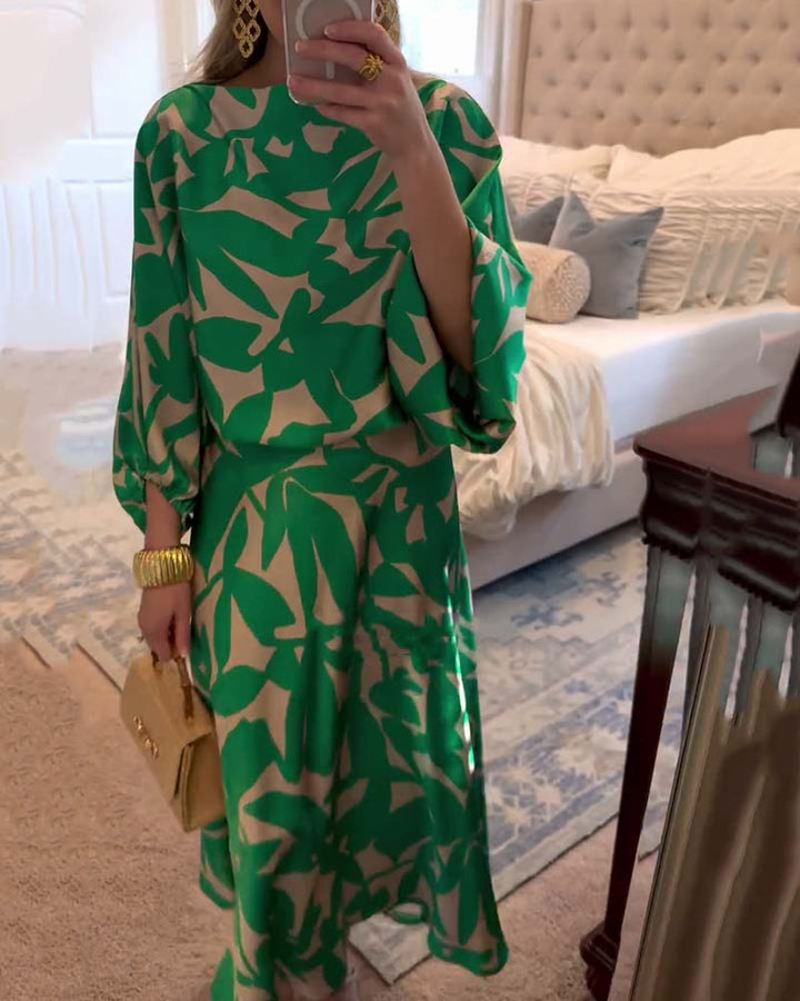 Nova Two-Piece Printed Set With Lantern Sleeves From The Aurora Line