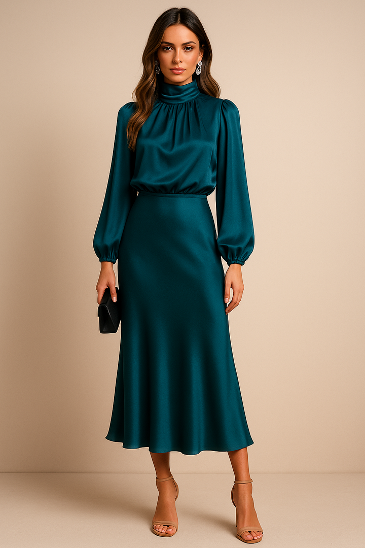 Astra High Waist Midi Dress For Women Everyday Wear