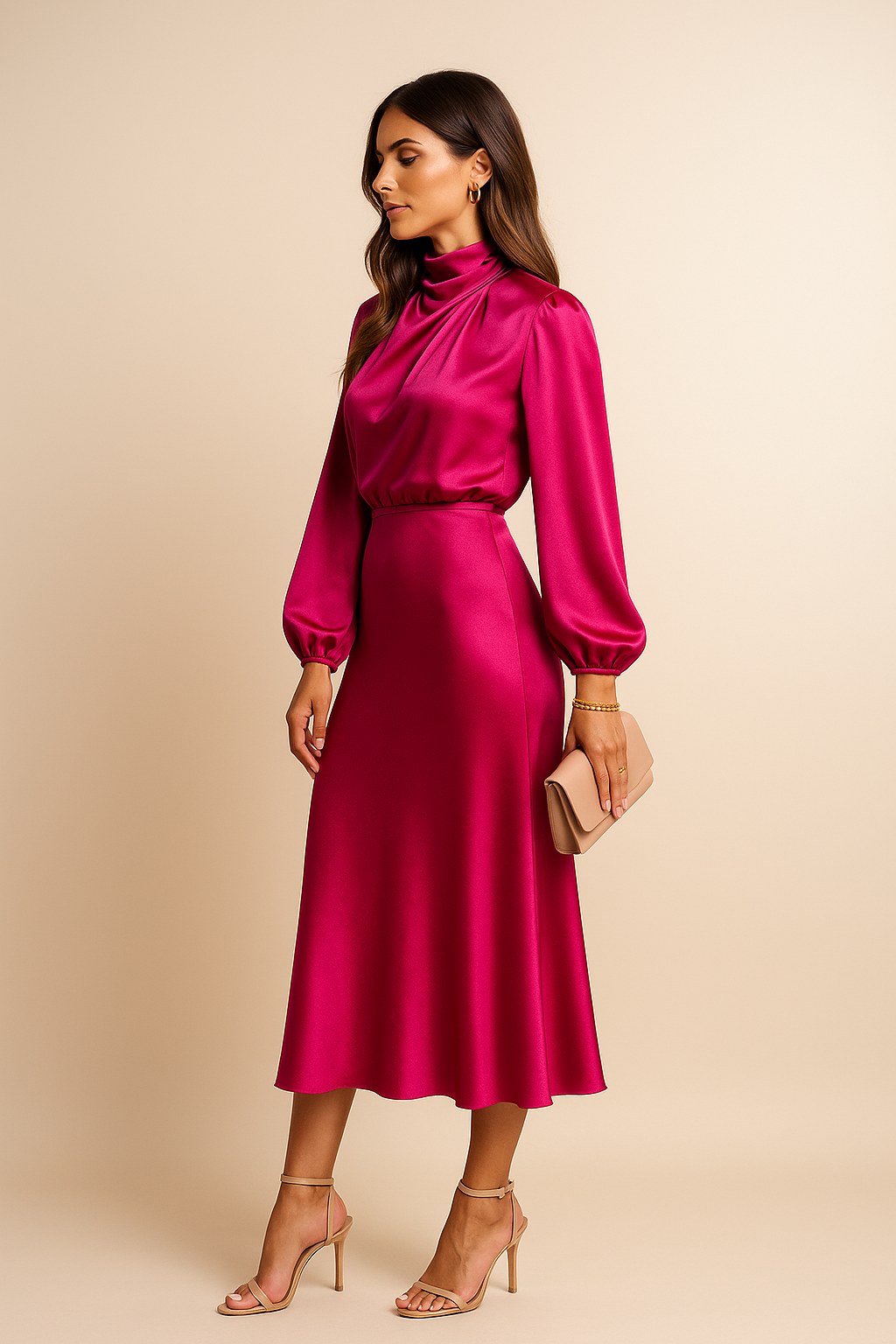 Astra High Waist Midi Dress For Women Everyday Wear