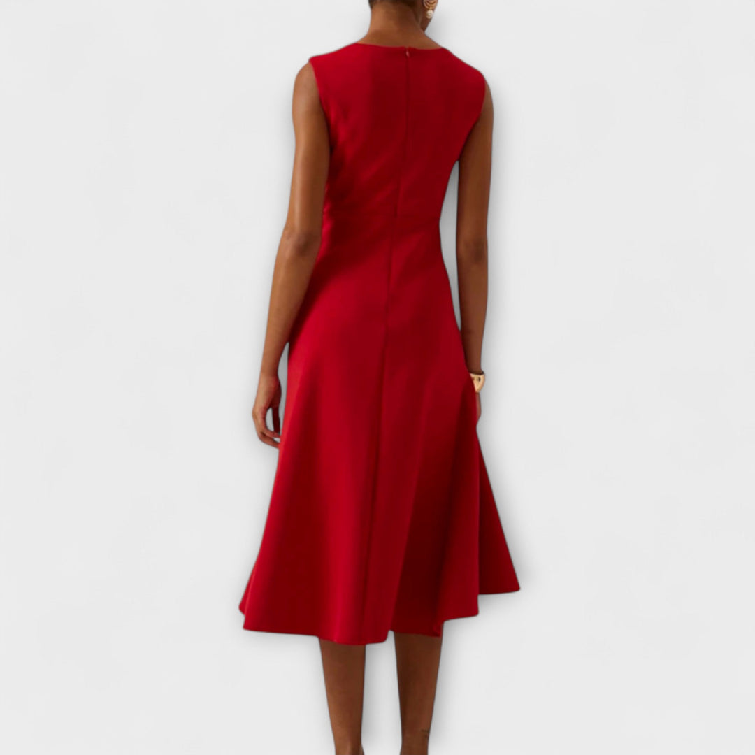 Astra Pleated Midi Dress Offering Refined Evening Style