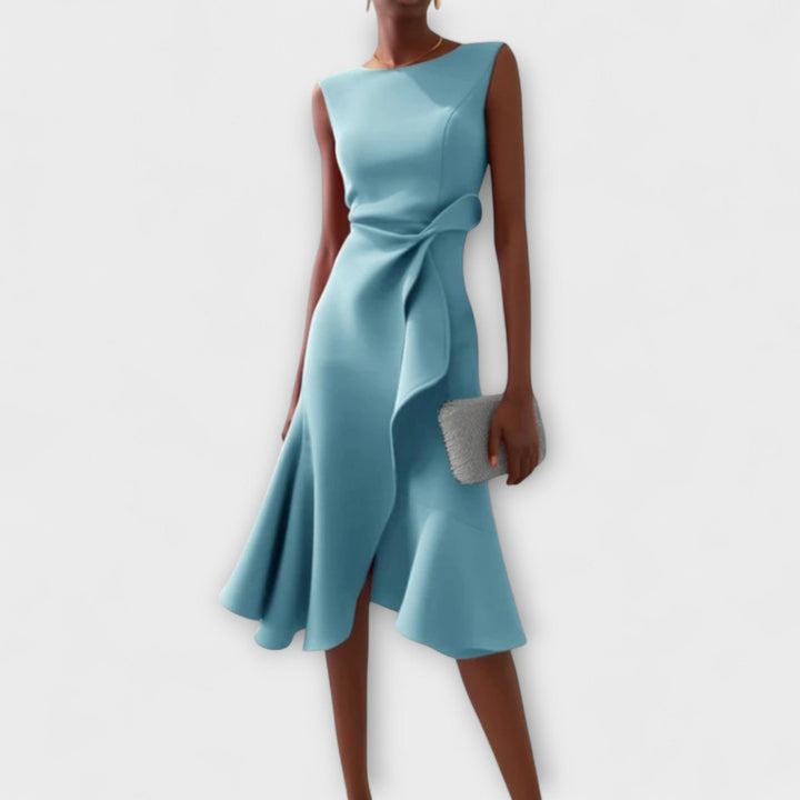 Astra Pleated Midi Dress Offering Refined Evening Style