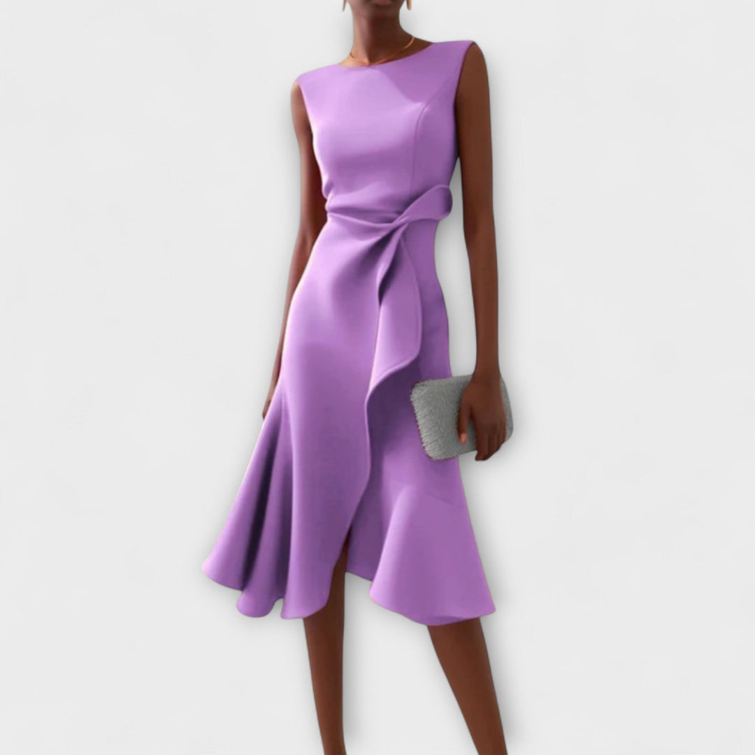 Astra Pleated Midi Dress Offering Refined Evening Style