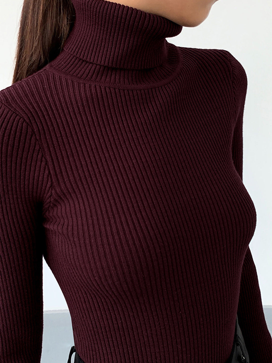Aster Women's Minimalist Slim Turtleneck Stretch Top