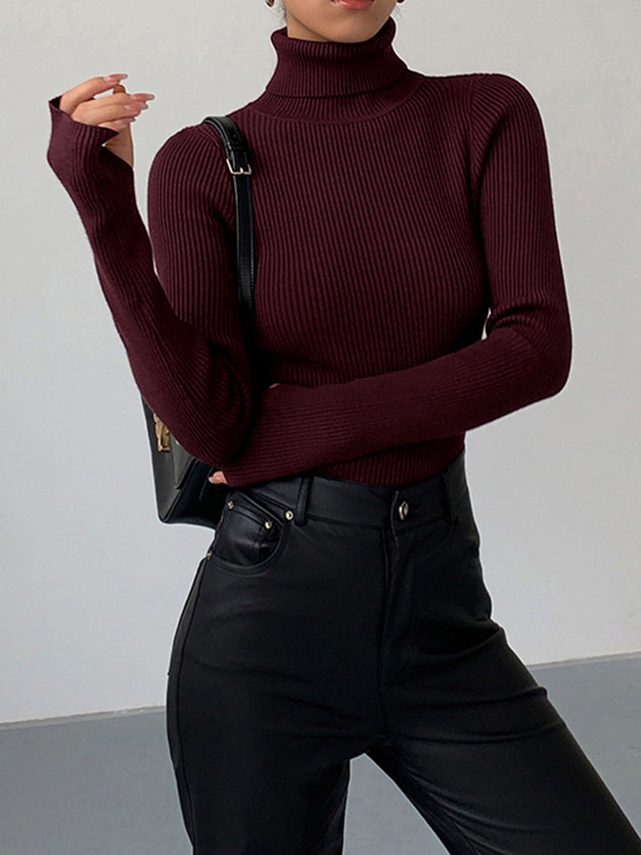 Aster Women's Minimalist Slim Turtleneck Stretch Top