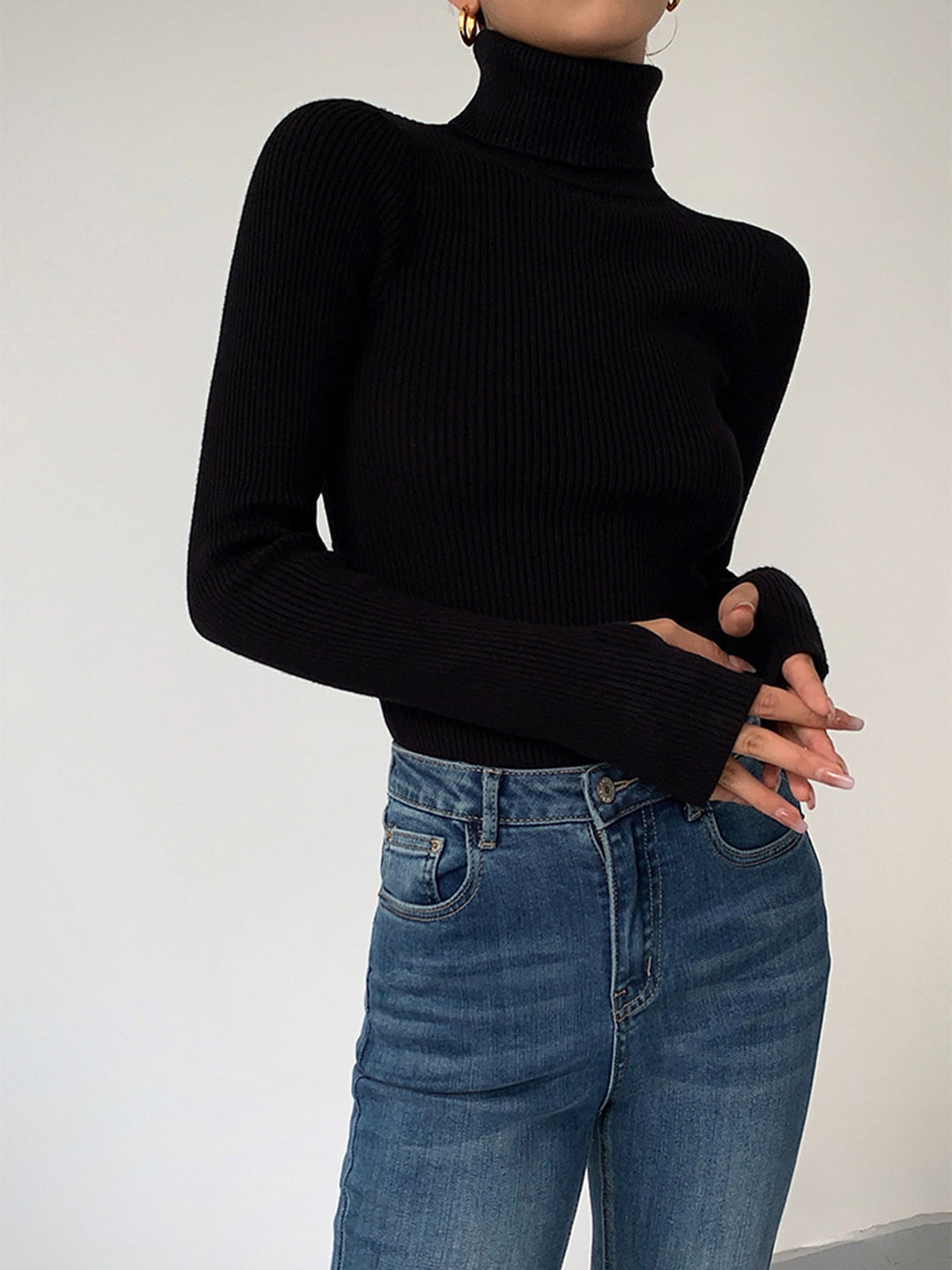 Aster Women's Minimalist Slim Turtleneck Stretch Top