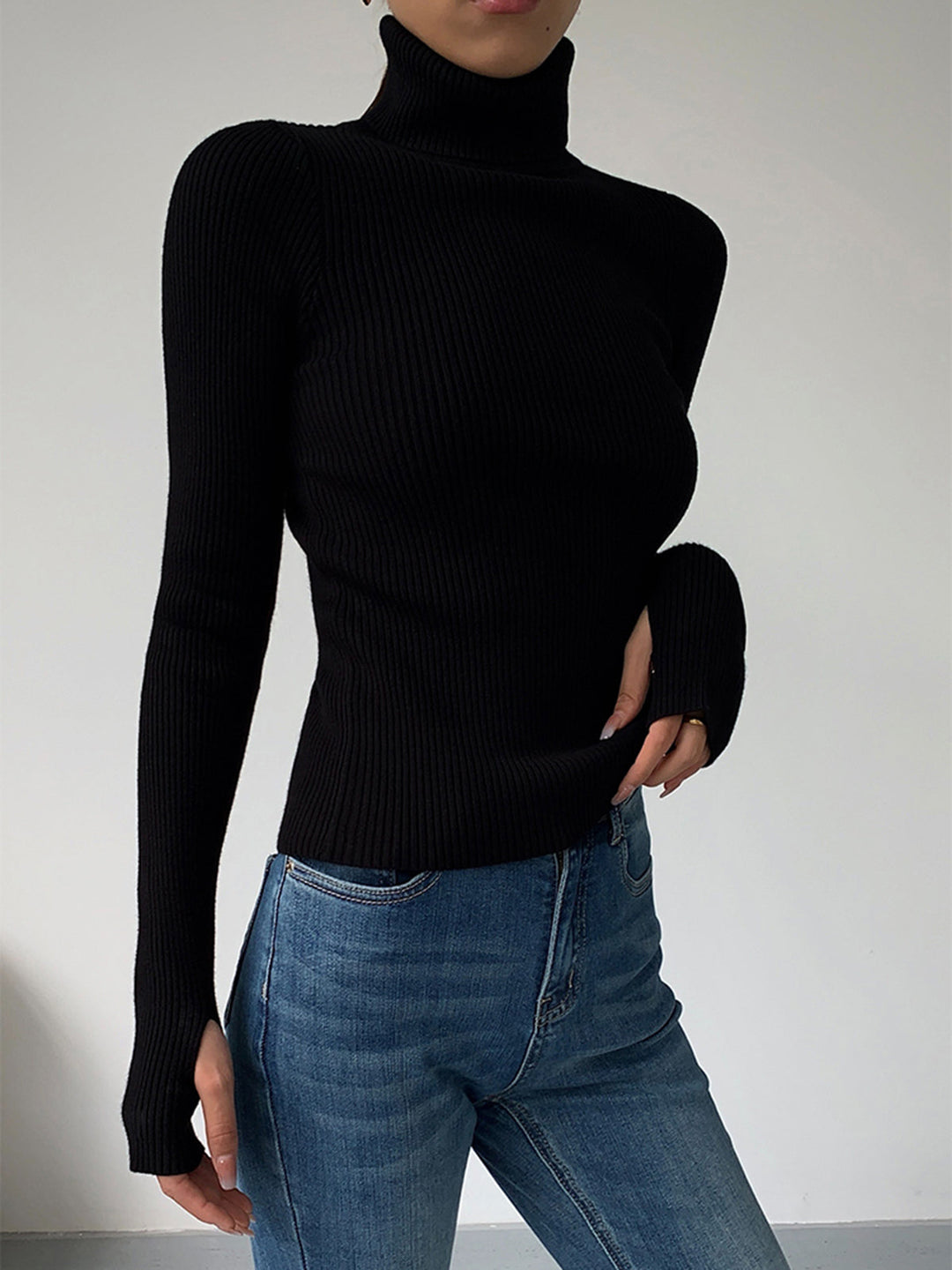 Aster Women's Minimalist Slim Turtleneck Stretch Top
