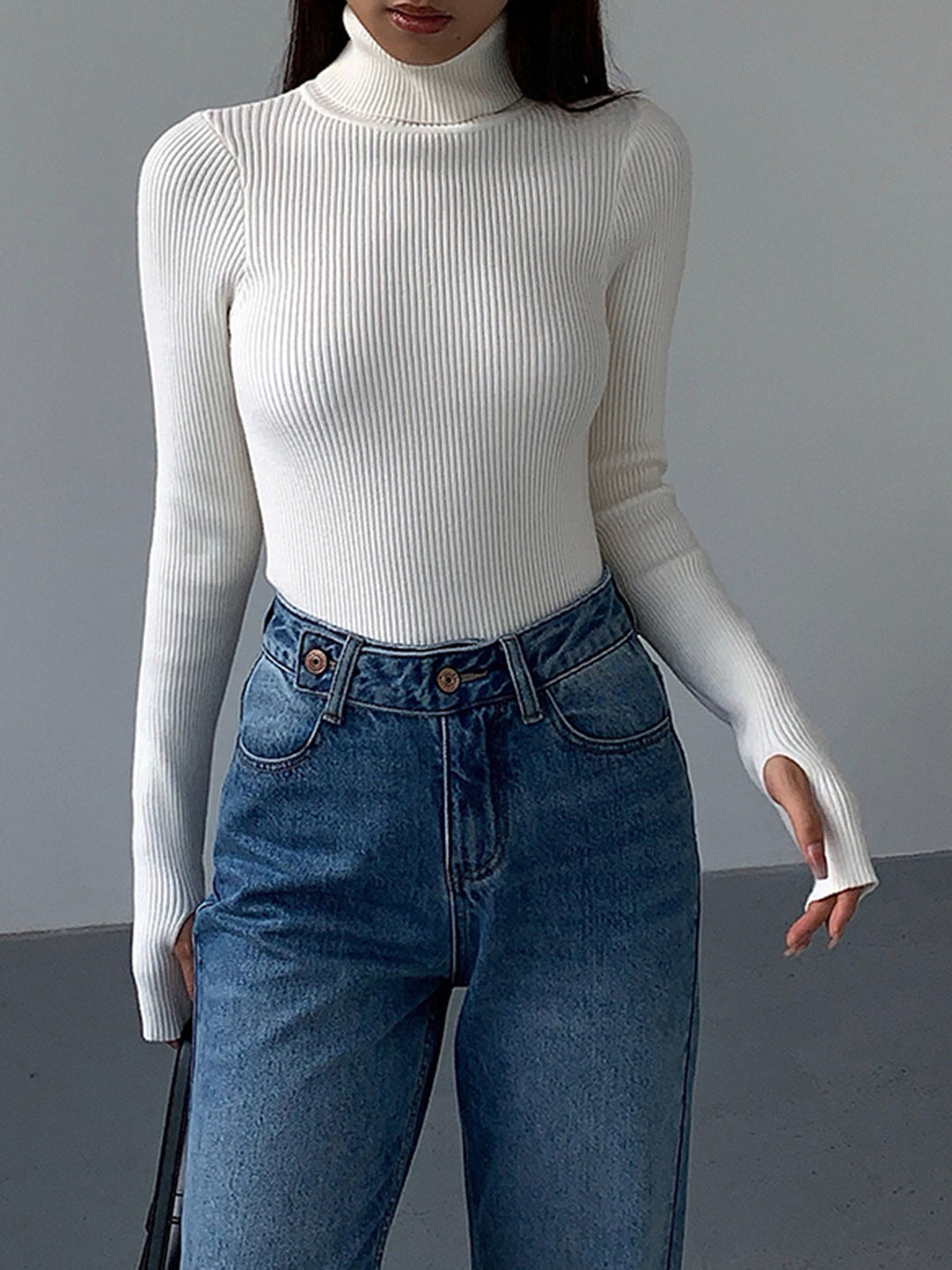 Aster Women's Minimalist Slim Turtleneck Stretch Top