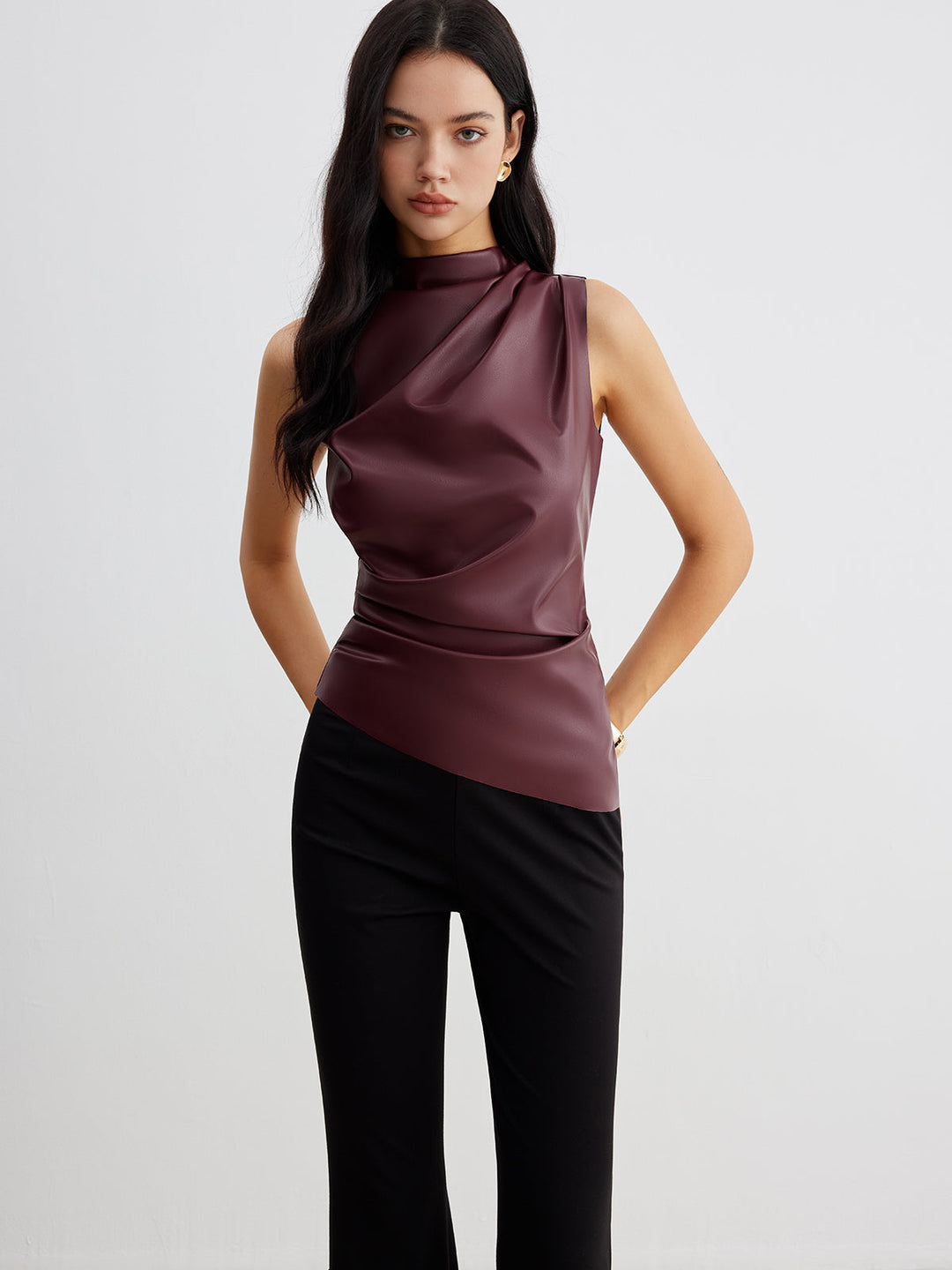Astra Womens Summer Sleeveless Chic High Neck Top Edition