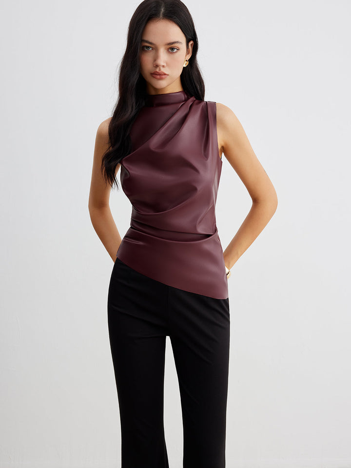 Astra Womens Summer Sleeveless Chic High Neck Top Edition