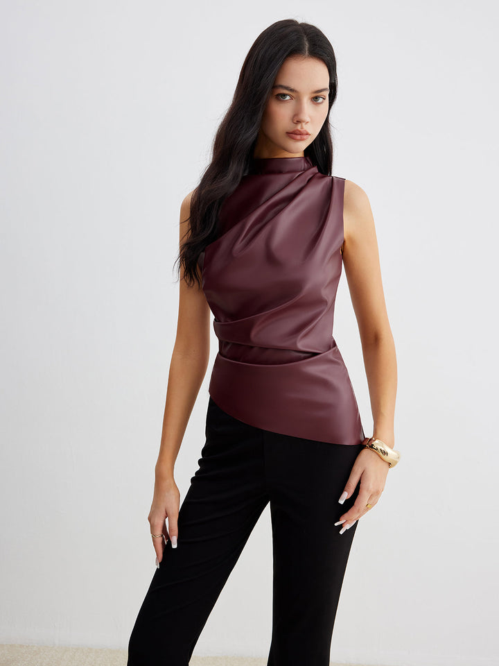 Astra Womens Summer Sleeveless Chic High Neck Top Edition