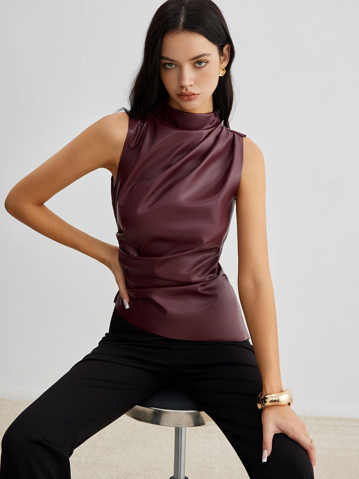 Astra Womens Summer Sleeveless Chic High Neck Top Edition