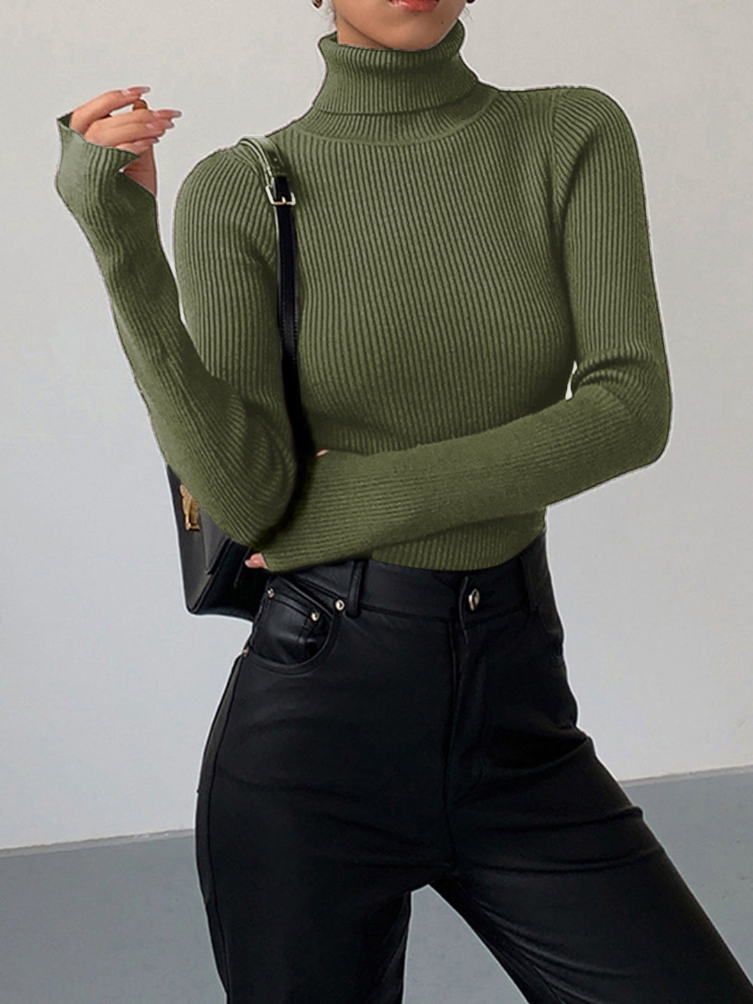 Aster Women's Minimalist Slim Turtleneck Stretch Top