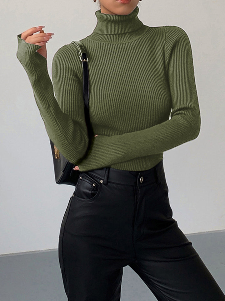 Aster Women's Minimalist Slim Turtleneck Stretch Top