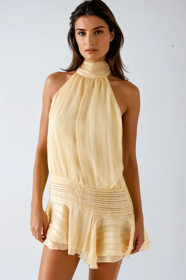 Astrae Graceful Halter Neck Mini Dress Elegant Touch