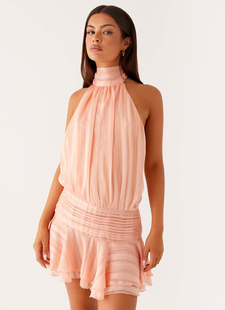 Astrae Graceful Halter Neck Mini Dress Elegant Touch