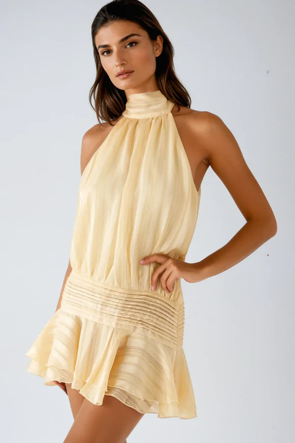 Astrae Graceful Halter Neck Mini Dress Elegant Touch