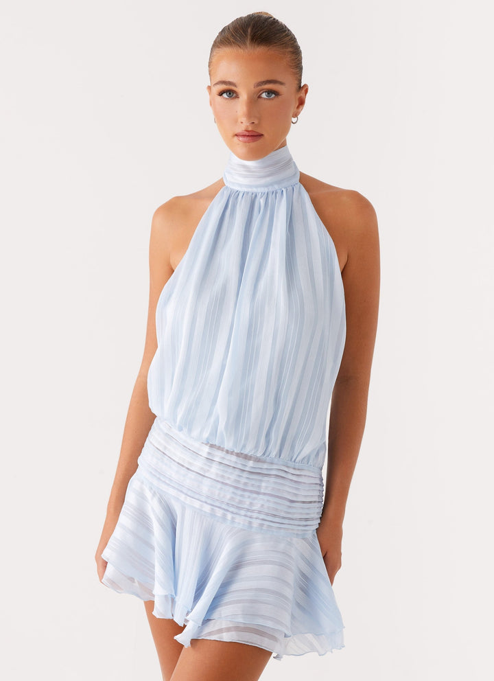 Astrae Graceful Halter Neck Mini Dress Elegant Touch