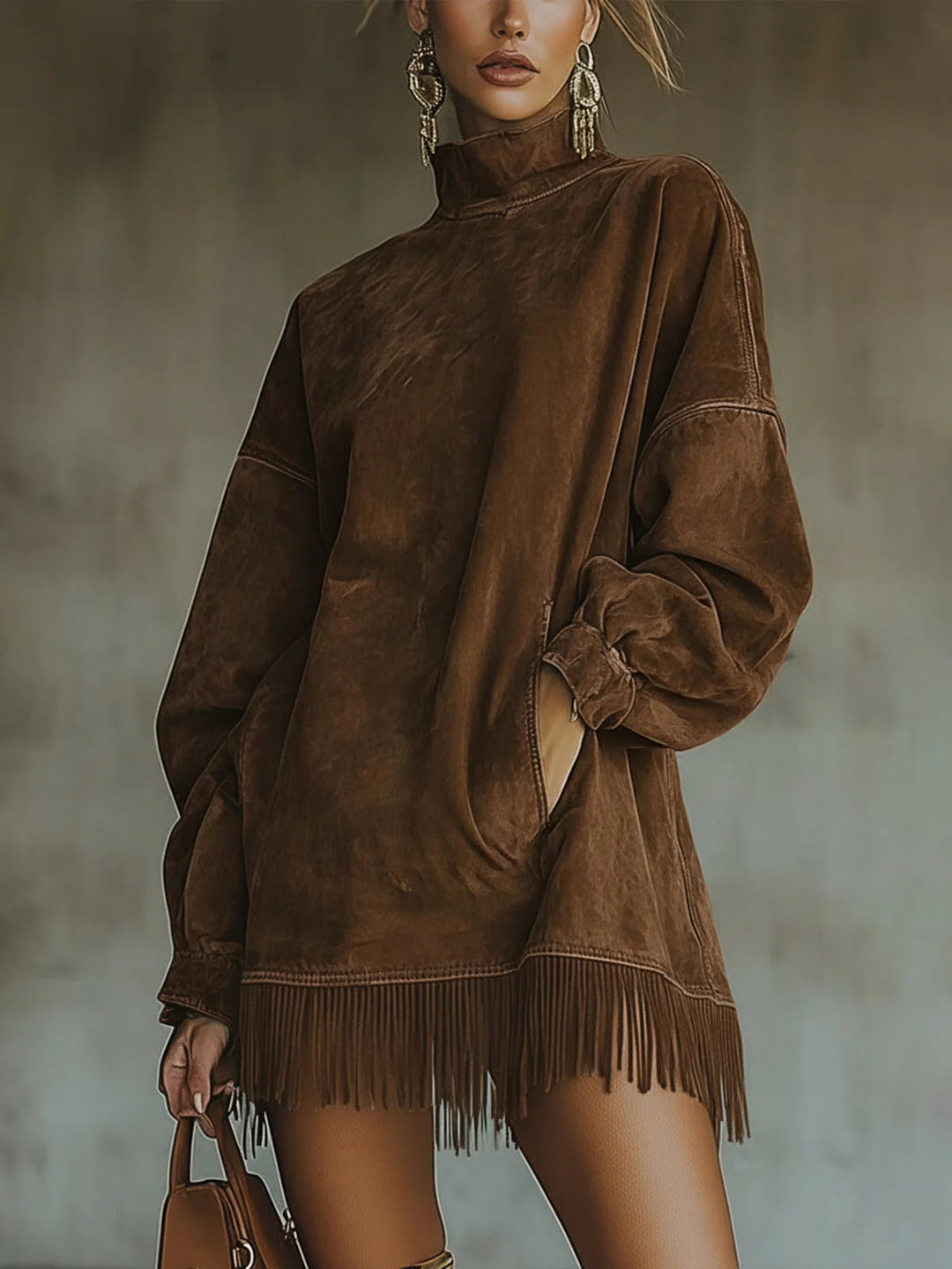 Lumina Cozy Fringe Dress With Classic Fringe Details For Everyday Style And Comfort