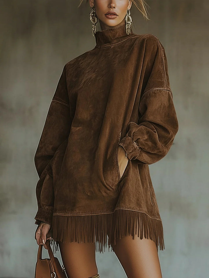 Lumina Cozy Fringe Dress With Classic Fringe Details For Everyday Style And Comfort