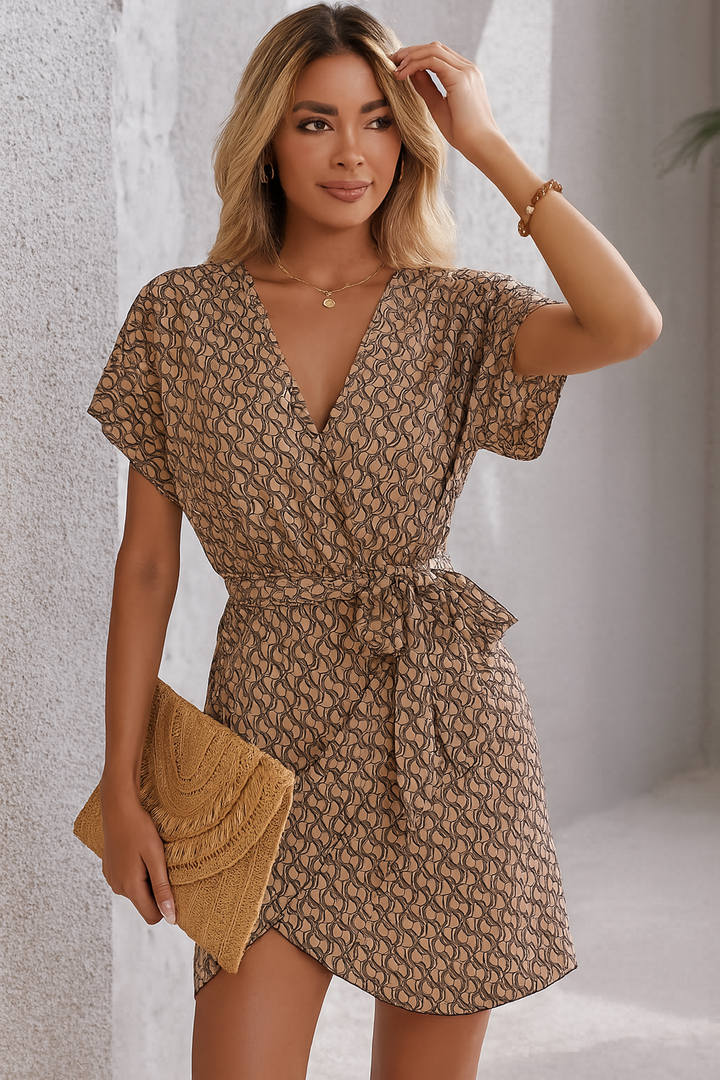 Effortless Elegance Printed Mini Dress Effortlessly Elegant