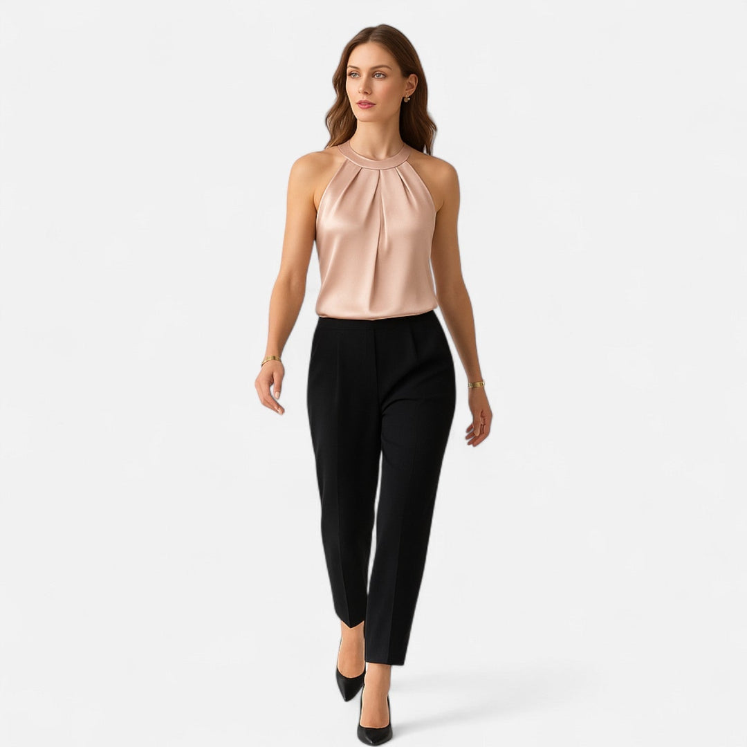 Anna | Women’s Elegant Pleated Draped Satin Tank