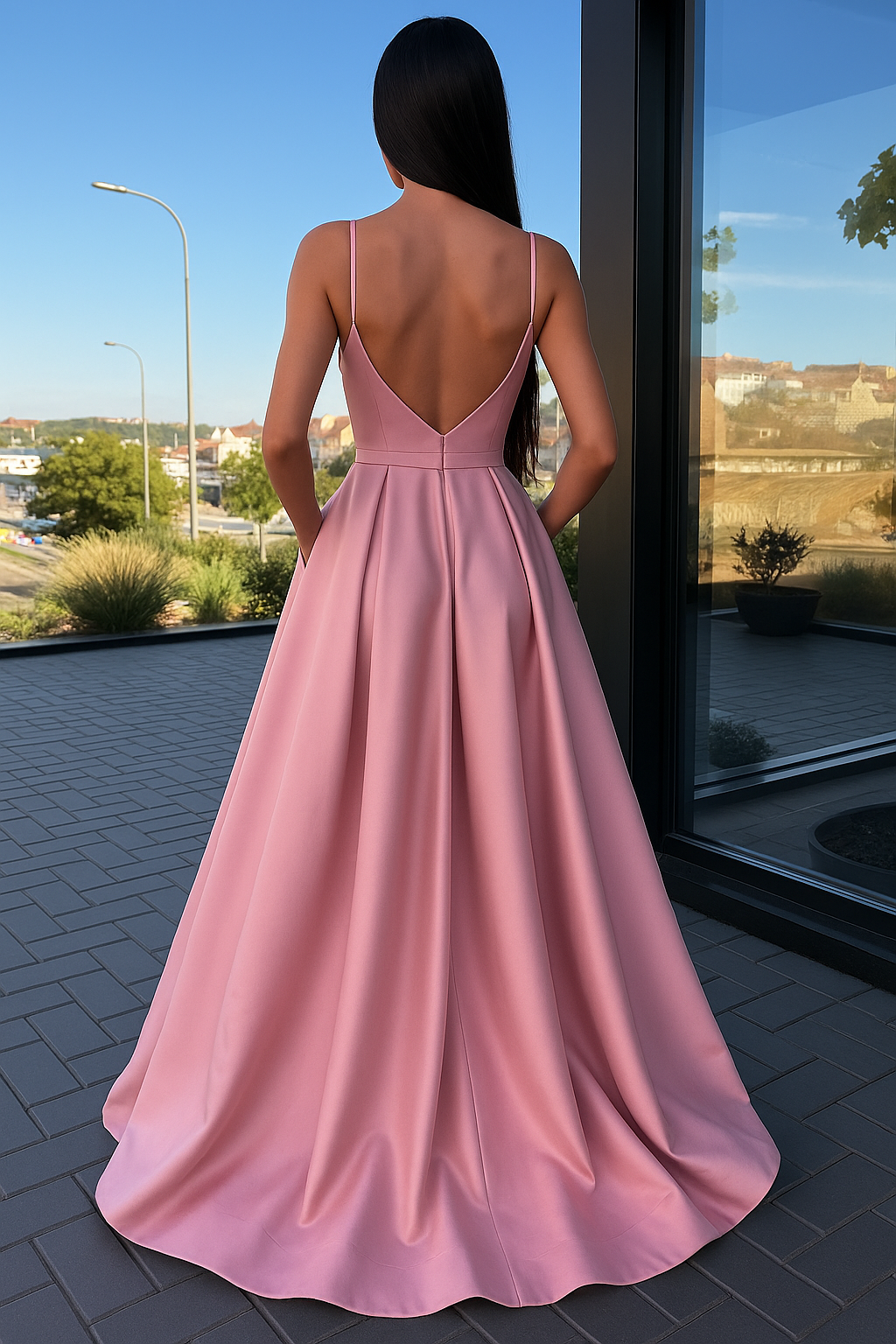 Elegant Dress Satin Evening Gown With A Front Slit