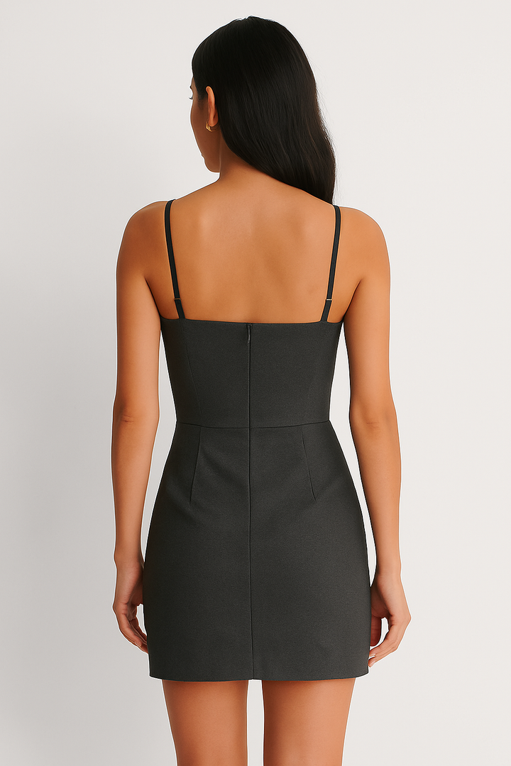 Elegant Gray Bodycon Mini Dress Nightclub Sophistication