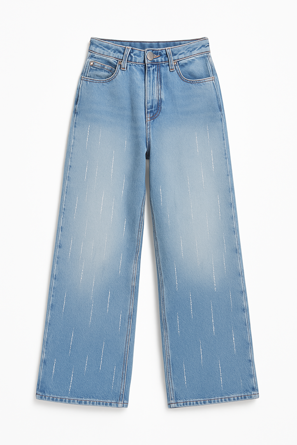 Women's Loose Fit Straight Jeans With Color Block Pockets