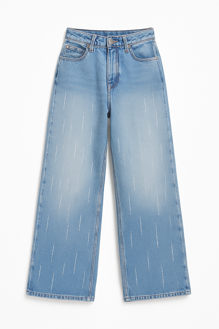 Women's Loose Fit Straight Jeans With Color Block Pockets