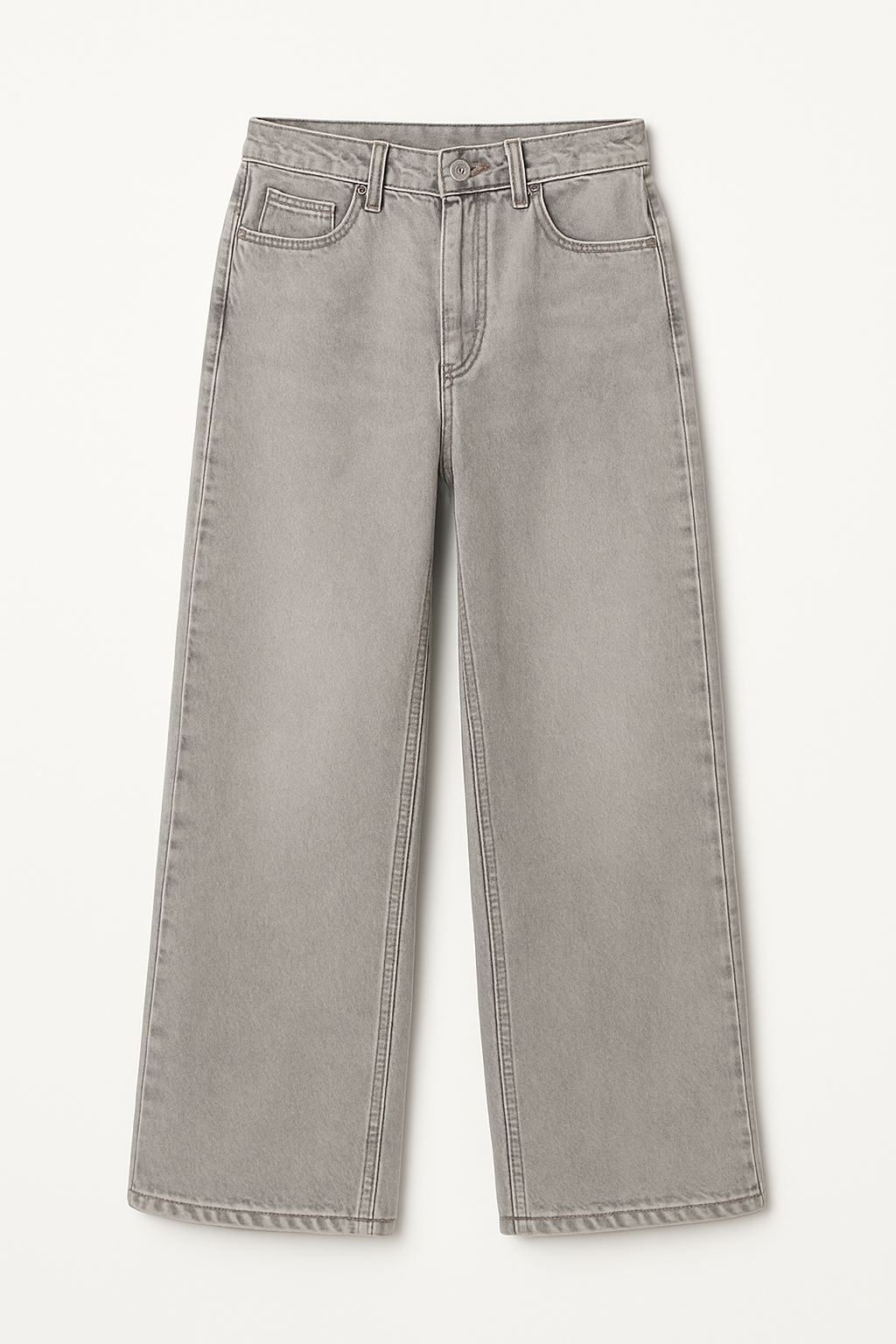Wide Leg Distressed Floor-Length Jeans With Low Rise Pockets