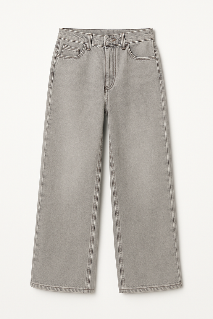 Wide Leg Distressed Floor-Length Jeans With Low Rise Pockets