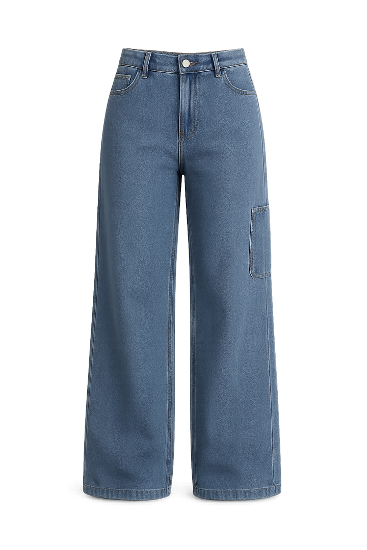 Women's Cargo Jeans With High-Waisted Wide-Leg For Comfort