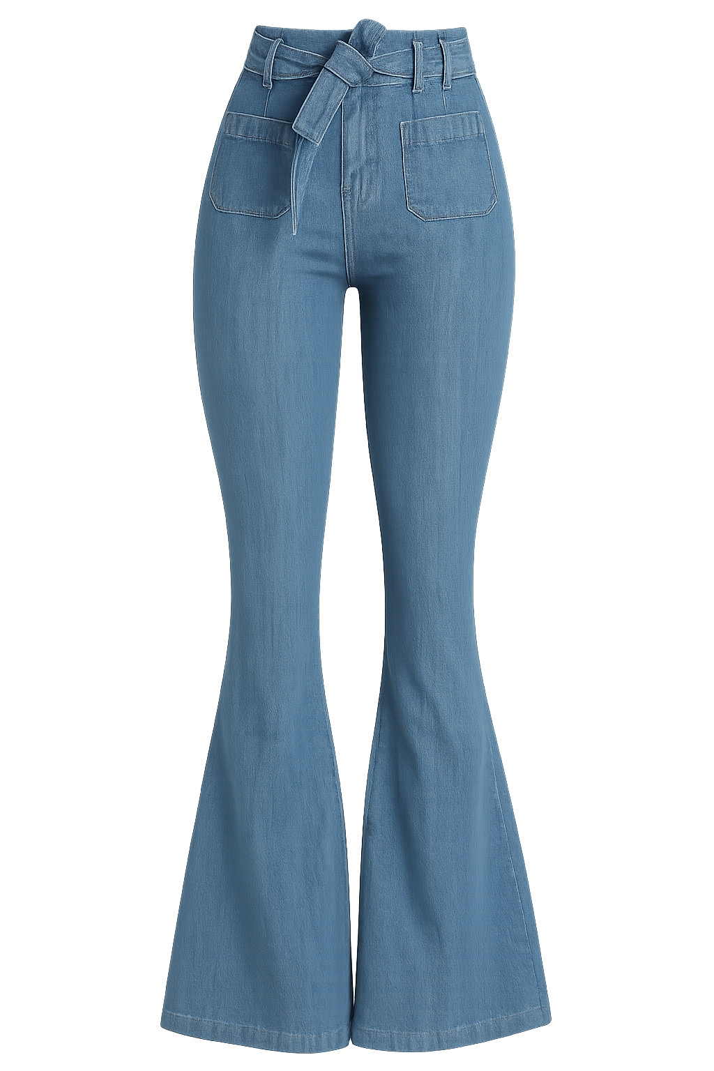 Women's High Waist Flare Jeans With Patchwork Zipper Fly