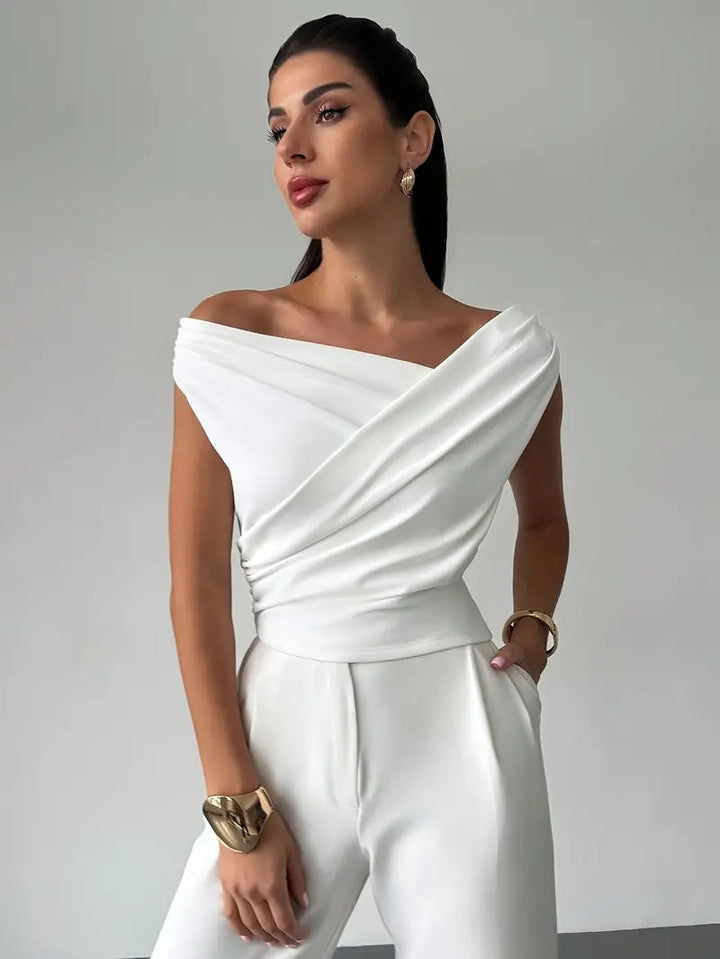 Draped Shoulder Top With Stylish Design For Women NovaWear
