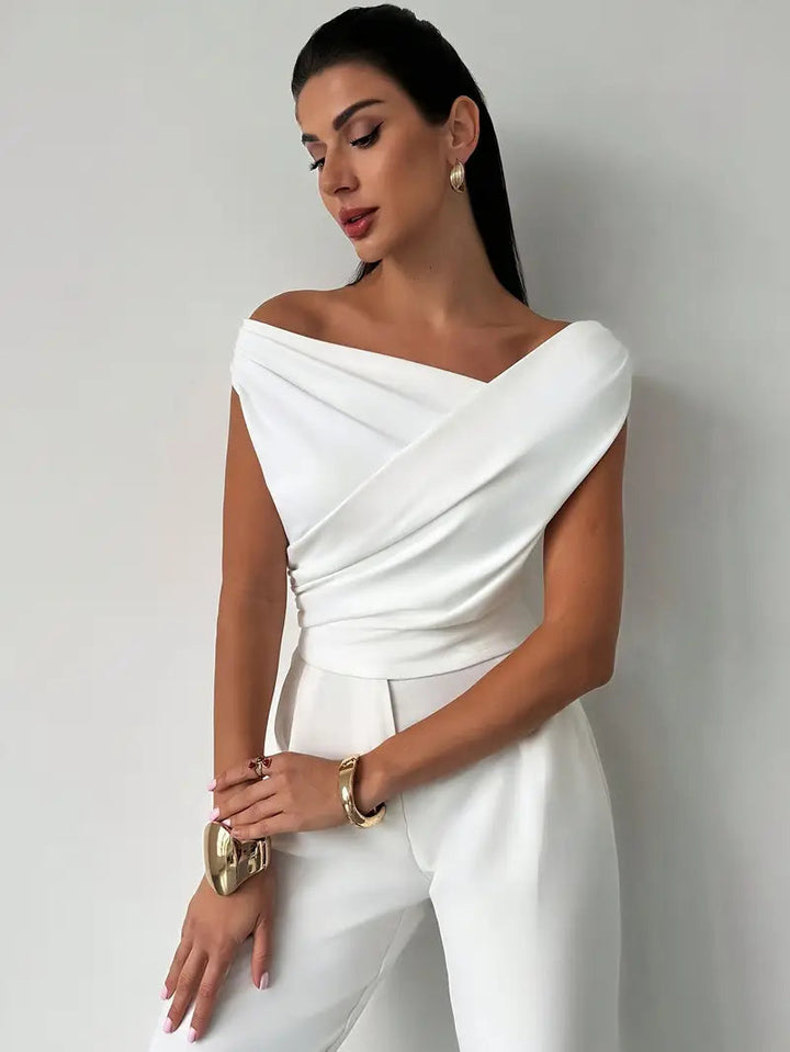 Draped Shoulder Top With Stylish Design For Women NovaWear