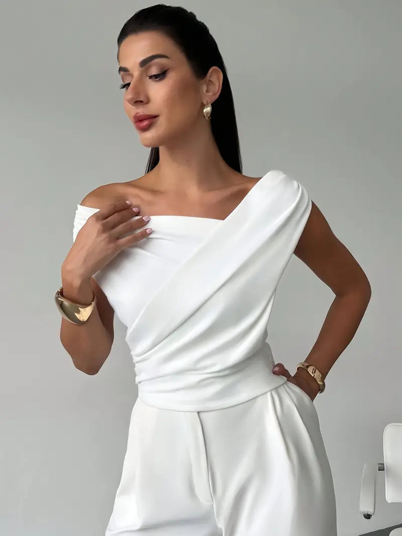 Draped Shoulder Top With Stylish Design For Women NovaWear