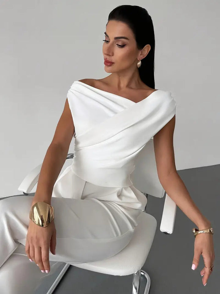 Draped Shoulder Top With Stylish Design For Women NovaWear