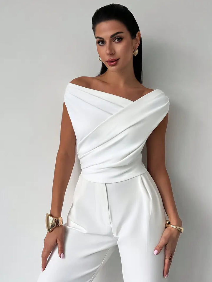 Draped Shoulder Top With Stylish Design For Women NovaWear