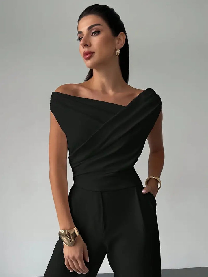 Draped Shoulder Top With Stylish Design For Women NovaWear