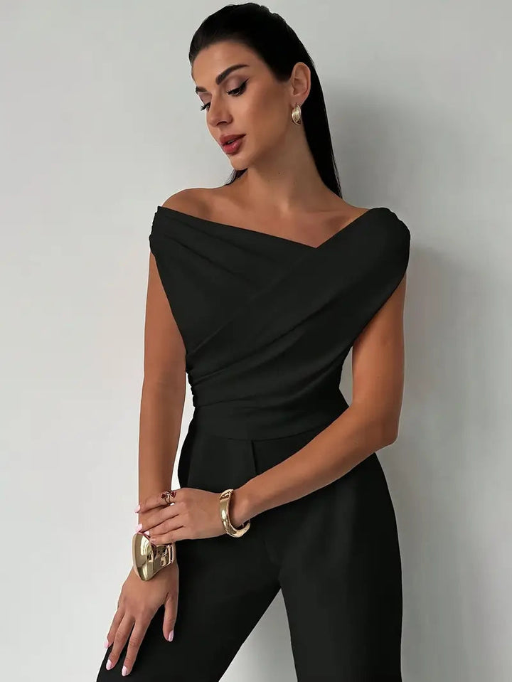 Draped Shoulder Top With Stylish Design For Women NovaWear