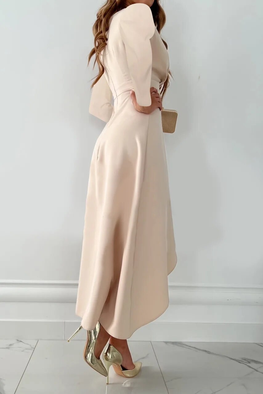 Nova Women's Classic V-Neck Sheath Midi Dress With Slit
