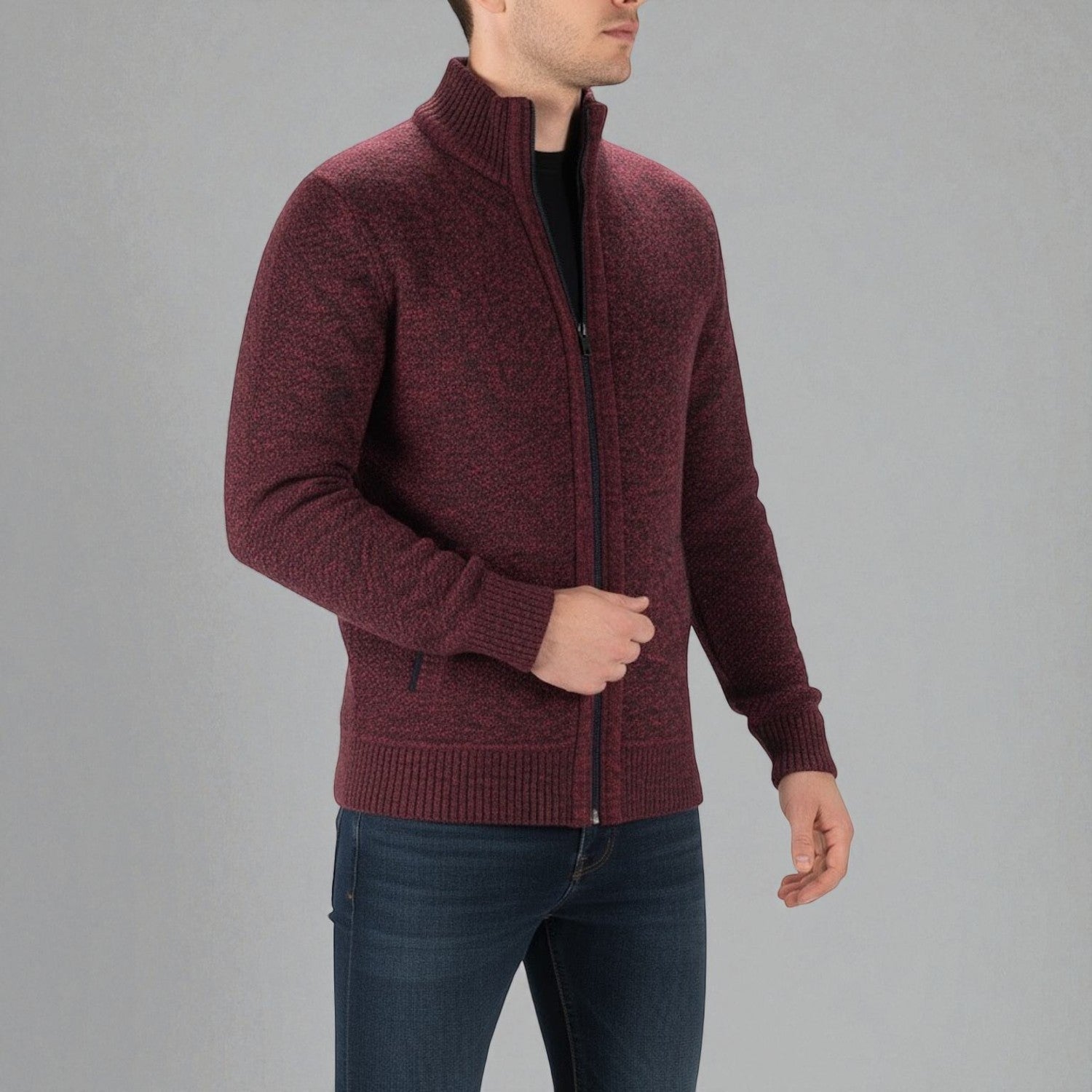 Elias – Men’s Zip-Up Cardigan with Stand-Up Collar 11