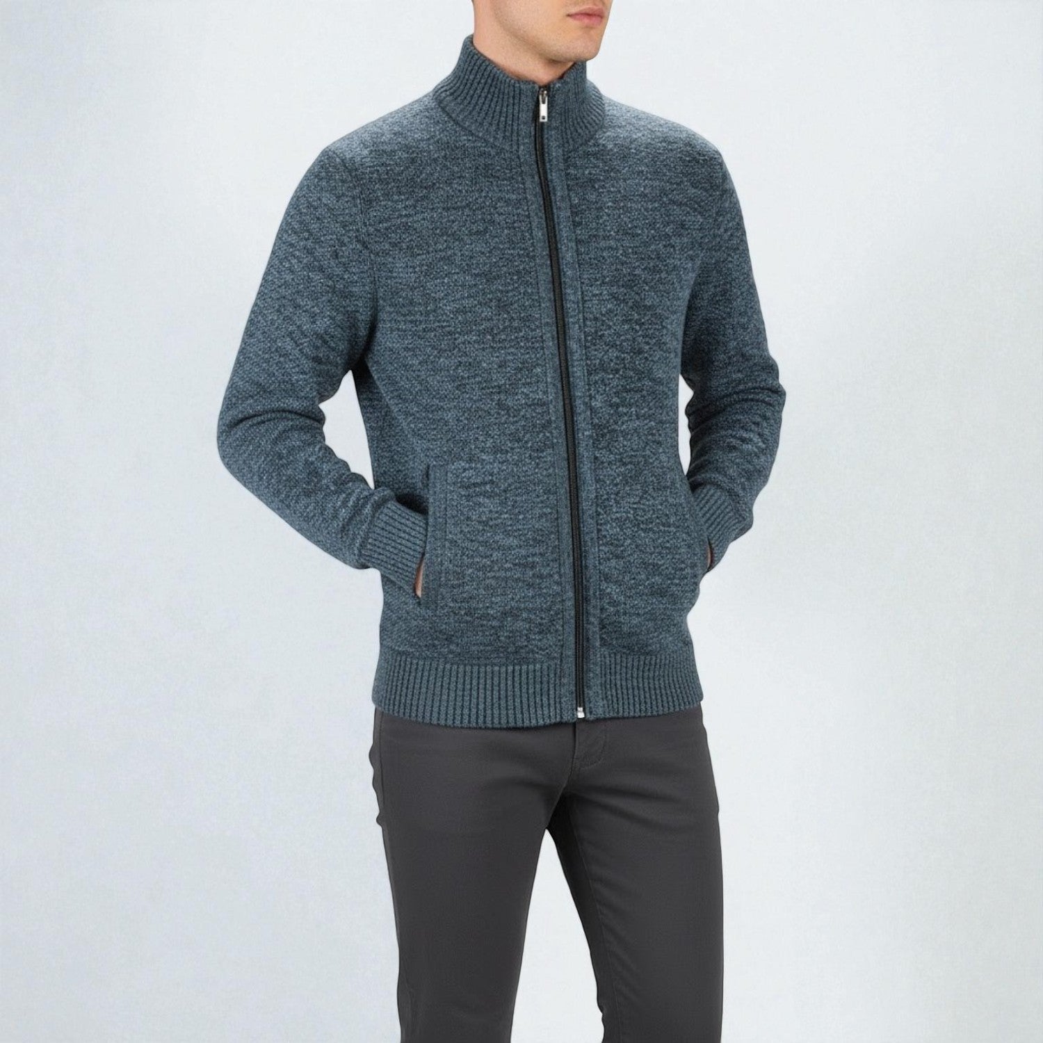 Elias – Men’s Zip-Up Cardigan with Stand-Up Collar 13