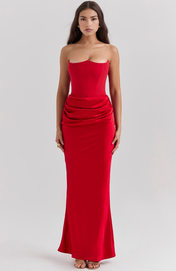 Novae Strapless Corset Bodycon Maxi Dress For Women