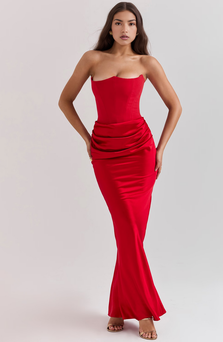 Novae Strapless Corset Bodycon Maxi Dress For Women