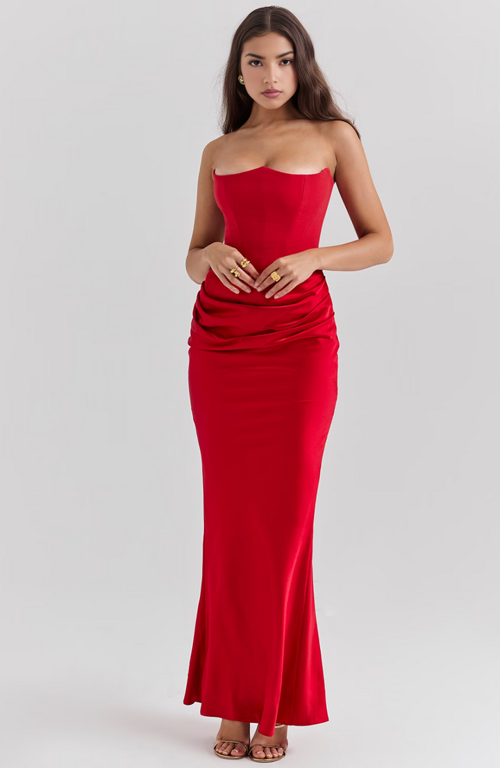 Novae Strapless Corset Bodycon Maxi Dress For Women