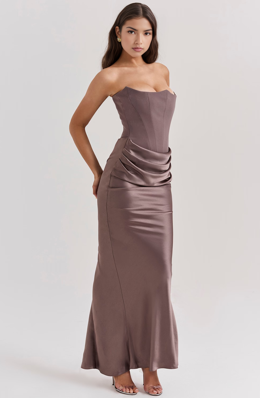 Novae Strapless Corset Bodycon Maxi Dress For Women