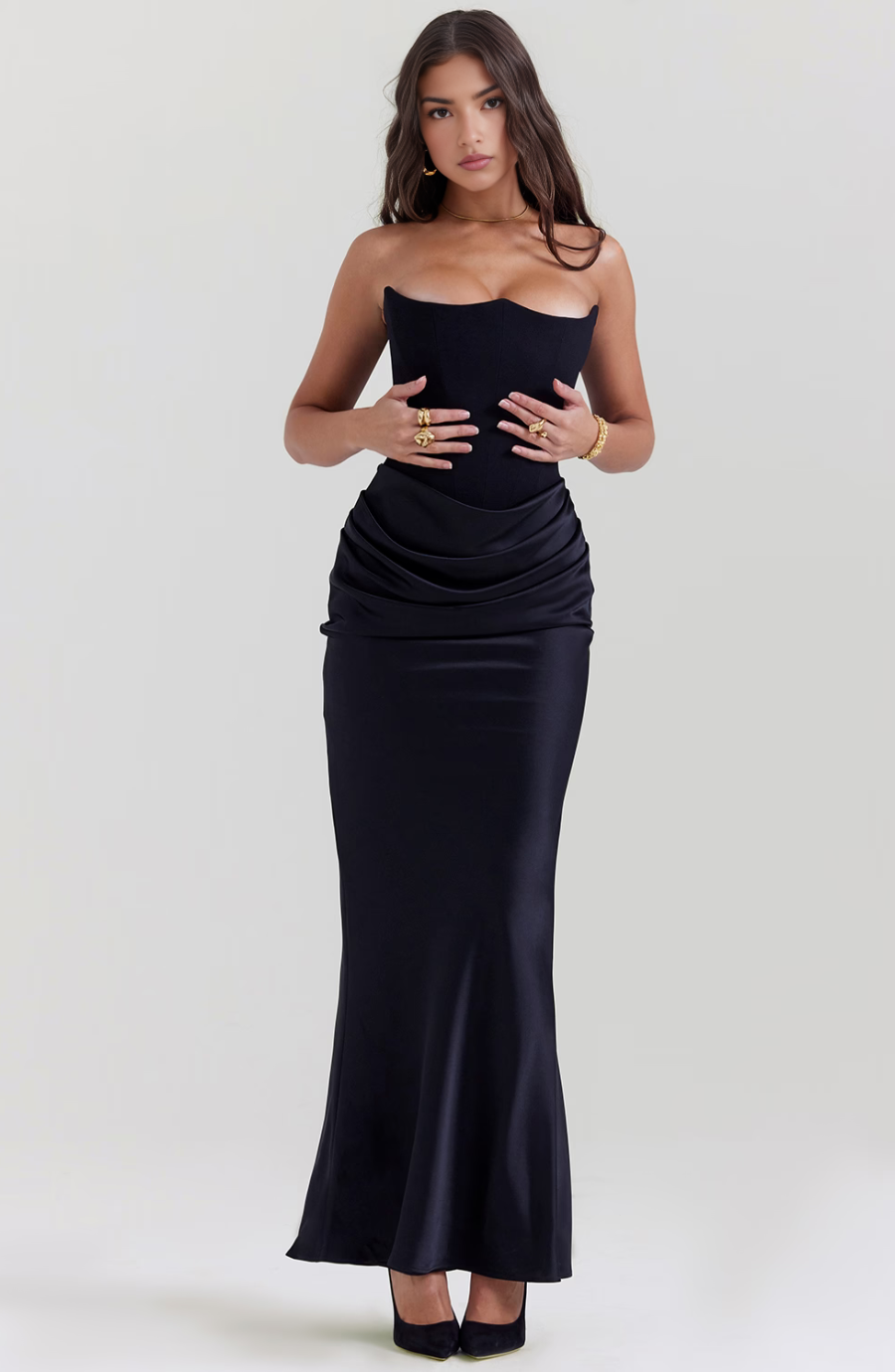 Novae Strapless Corset Bodycon Maxi Dress For Women
