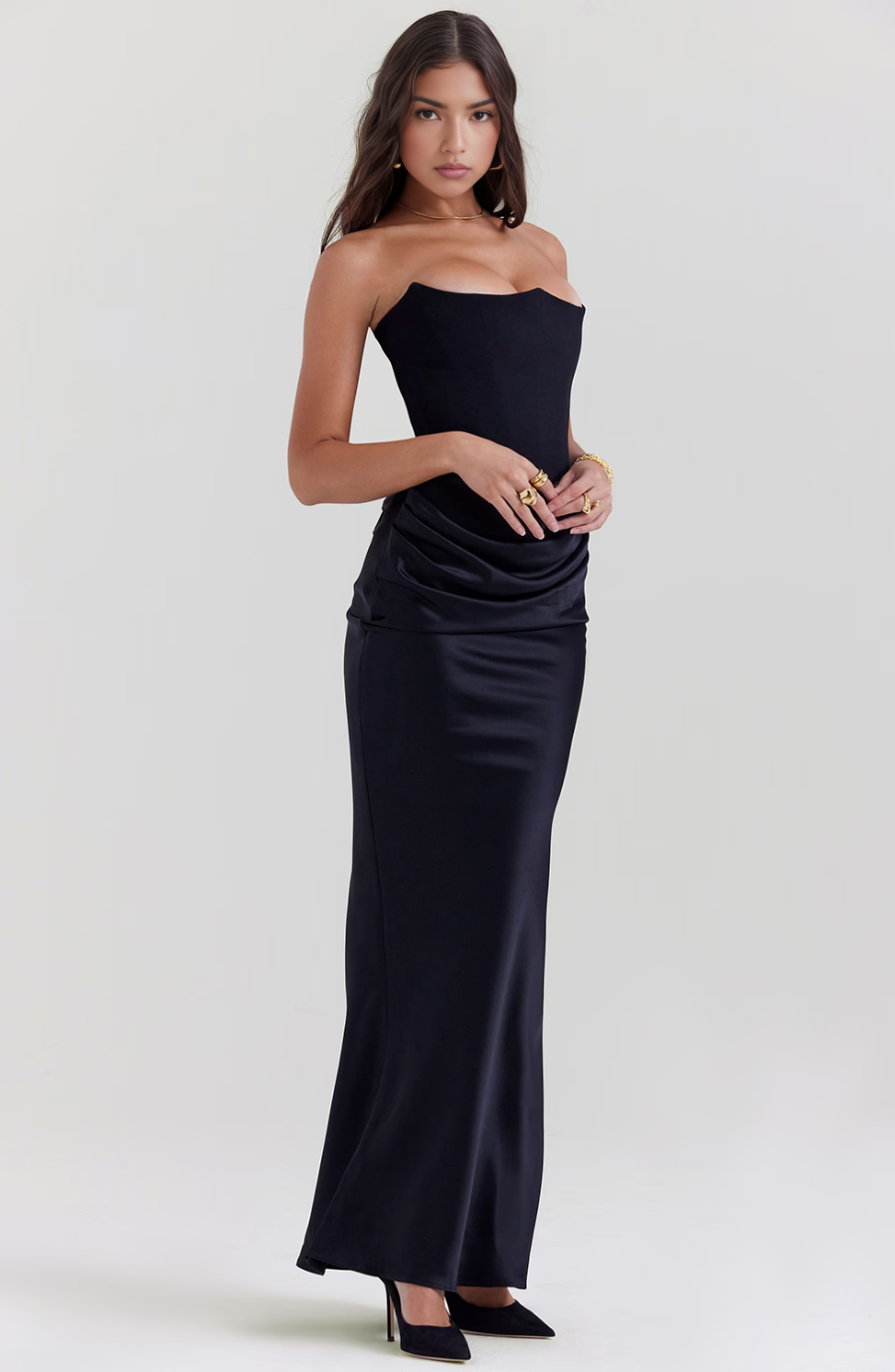 Novae Strapless Corset Bodycon Maxi Dress For Women
