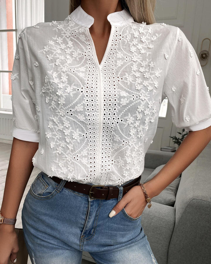 Aurelia Embroidered Blouse With Delicate Floral Detailing